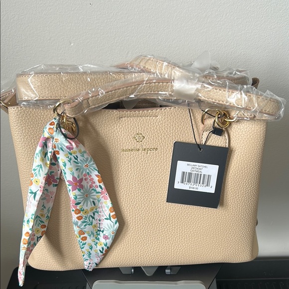 Nanette Lepore Tan Satchel with Floral Scarf - Picture 1 of 10